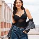 Gotoly Shapewear for Women Tummy Control Bodysuit Faja Body Shaper Waist Trainer V Neck Body Suit with Built in Bra (X-Large, Black)