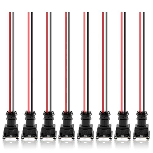 MOTOALL Fuel Injector Connector EV1 OBD1 Plug Wire Harness Pigtail Wiring Loom Clip Cut & Splice 2-Wire Female - 8pcs