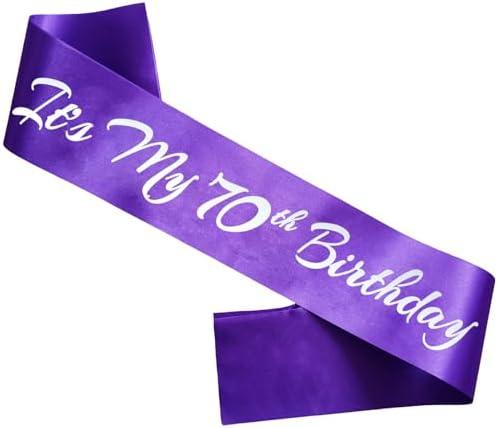 Novaflare It's My 70th Birthday Sash, Purple Silver Birthday Sash for 70th Birthday Party Supplies, Birthday Gifts for Girls 70th Birthday Party Favors Pack of 2