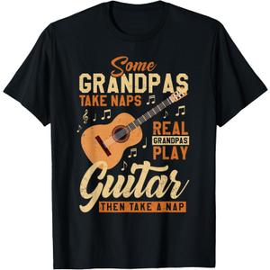 Some Grandpas Take Naps Real Grandpas Play Guitar Father Day T-Shirt Large