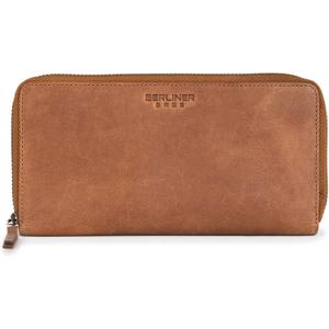 BERLINER BAGS Vintage Genuine Leather Wallet Margo, RFID Blocking Credit Card Holder, Slim Womens Wallet, Zip Around Wallet for 13 Cards and ID window, Bills, Coins - Brown
