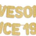 4 x Pre-Strung Awesome Since 1986 Gold Glitter Banner, Happy 40th Birthday Decorations for Women, 40 Year Old Anniversary Party Decor for Men