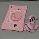 for Samsung Galaxy Tab A8 10.5 Case Girls Cute Cat Kawaii Cover Girly 3D Cartoon Women Kitten with Rotating Handle Stand & Strap Soft Silicone Funda for Samsung A8 Tablet Cases