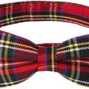 ADOGGYGO Christmas Dog Collar with Bowtie, Adjustable Red Plaid Bow, Pet Christmas Collars for Small Medium Large Dogs (Medium)