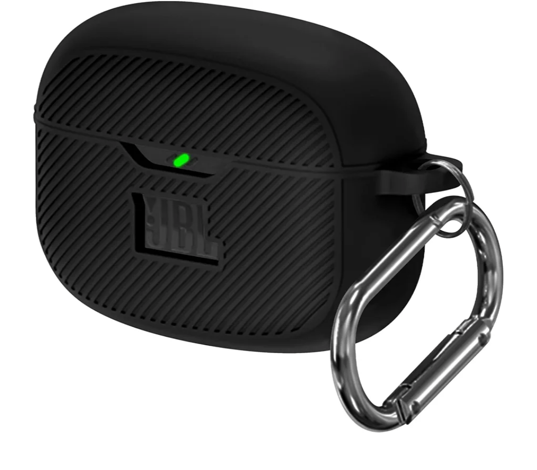 Silicone Case for JBL Vibe Beam 2, JBL Vibe Beam, JBL Vibe 200TWS, Protective Cover with Carabiner (Black)