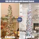 HMASYO 6 FT Pop Up Christmas Tree with 100 LED Lights & Remote, Sliver Christmas Tinsel Tree, Collapsible Artificial Pencil Tree for Home Office Party Decor, USB Powered Timer Lights, Easy Assembly (Colorful Silver)