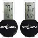 REPTI ZOO 2 Pack Reptile Terrarium Thermometer Hygrometer Digital Display Pet Rearing Box Reptiles Tank Thermometer Hygrometer with Suction Cup