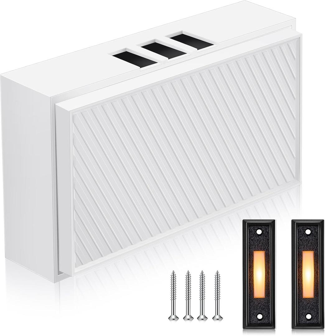 Saillong Wired Doorbell Chime with 2 Lighted Push Buttons, 16V 10VA Two Sounds Front and Rear Hardwire Door Bell Kit for Home Wall Inside, Compatible with Most Brand Doorbells (Black, White, Yellow)