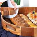 Extra Large Round Serving Tray, 20INCH, Heavy Duty Acacia Wood Trays for Big Ottoman Coffee Table Counter Giant Decorative Organizer Tray, Huge Kitchen Serveware Cheese Board Charcuterie Tray