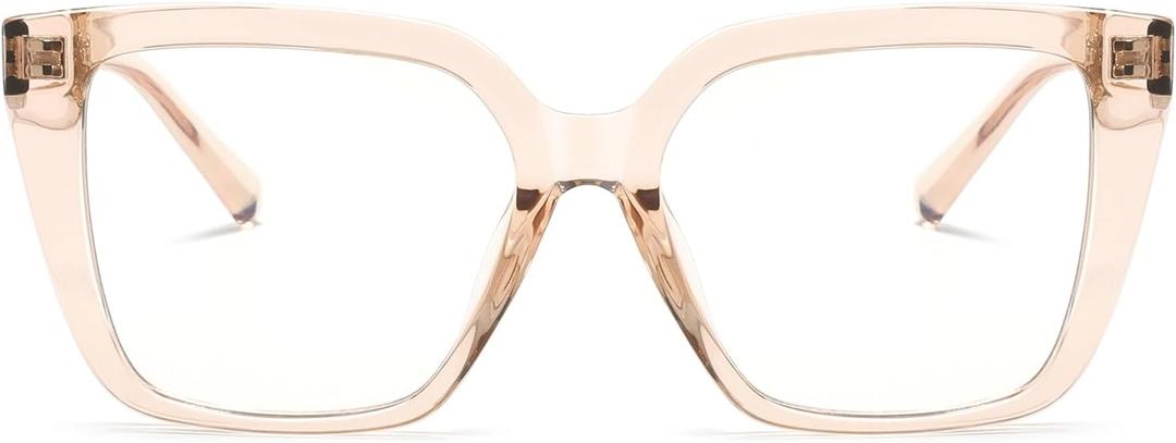 Oversized Blue Light Blocking Glasses for Women, Computer Monitor Gaming Glasses Reduce Eye Strain (Transparent Brown)