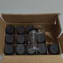 LANDNEOO 15 Pack 2 oz Glass Shot Mini Bottles w/Black Lids & 15 Labels - Small Clear Jar for Ginger, Wellness Shot, Juice, Sample, Whiskey - Travel Essentials - Wide Mouth, Leakproof, Dishwasher Safe