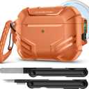 MOBOSI for AirPods Pro 3 Case with Lock, Compatible with AirPod 3rd Gen Cover [Fit for MagSafe], Military Grade Hard Shell for iPods Pro3 with Cleaner Kit & Keychain for Men(2025), Orange