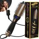 Premium 4-in-1 Oval Blow Dryer Brush, One-Step Hot Air Brush for Smooth, Hair Dryer & Volumizer, Salon Quality, Ionic Blow Dryer Styler & Straightener, Anti-Frizz, Large 3" Barrel, 13" Long (Black & Gold)
