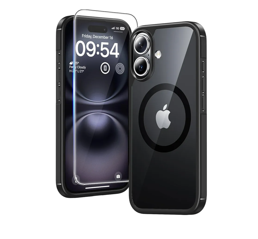 TAURI 3 in 1 for iPhone 16 Case, Compatible with MagSafe [Anti-Yellowing] with 2X Screen Protectors, Military-Grade Protection, Shockproof Slim Magnetic Phone Case for iPhone 16 6.1", Black