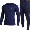 Spyder Mens Thermal Top and Bottom Set - 2 Piece Fleece Lined Thermal Shirts for Men and Long Johns Leggings Base Layer Set (Large, Navy)