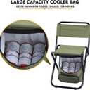 LEADALLWAY Fishing Chair with Cooler Bag Compact Fishing Stool Foldable Small Hunting Chair 12.2" Seat Depth,12.6" Seat Width