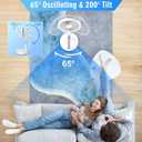 LIPETY 9" Portable Oscillating Standing Fan - 7200mAh Rechargeable Battery Foldable Desk Travel Camping Pedestal Fan, Stand Up Tall Floor Fan for Sleeping Bedroom Home