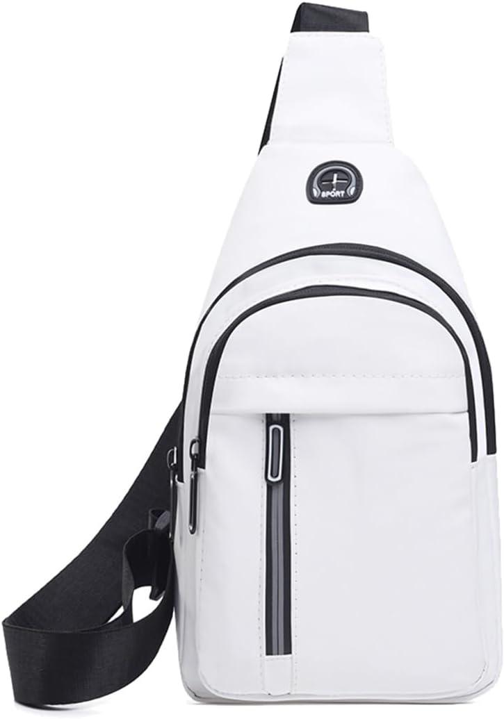 Sling Backpacks Chest Shoulder Crossbody Purse Surper Light Handbag for Travel Running Cycling for Men (White 1)