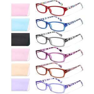 Gaoye Reading Glasses for Women, 6 pack Fashion Readers for Women Men Spring Hinge Eye Glasses, Blue Light Reading Glasses (*C1 Mix Color)
