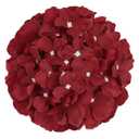 Flojery Silk Hydrangea Heads Artificial Flowers Heads with Stems for Home Wedding Decor,Pack of 10 (Burgundy)