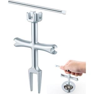 Enhon 4 Sided Drain Strainer Wrench with Sliding Handle for Bath/Shower Sink Tool for Installing Removing Pop Up Plugs, Basket Drains and Closet Spuds