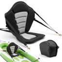 VEVOR Kayak Seat, 1 Pack 0.5" Thick, Universal Paddle Board Seat with Back Support, Sit-on-Top Soft Padded Cushion with Storage Bag & Adjustable Straps for SUP, Canoe, Fishing Boat, Inflatable Kayak