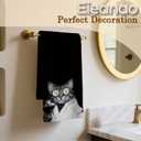 Black Funny Cat Gifts Hand Towel for Bathroom, Black Cat Microfiber Dish Towel, Funky Cats Washroom Decor, Funny Animal Bathroom Decor, 16x24 Inch