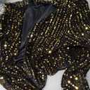 Allegra K Women's Sequin Shrug Open Front Collarless Glitter Sparkly Crop Blazer Jacket L