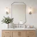 MIRRORART Brushed Nickel Bathroom Mirror for Wall, 24x36’’ Scalloped Mirror