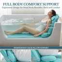 Extra Long Thick Full Body Bath Pillow for Tub with Lumbar Pillow- Luxury 4D Air Mesh Bathtub Pillow with Head, Shoulder & Back Support, Non-Slip Bath Cushion with Suction Cups-Lake Blue