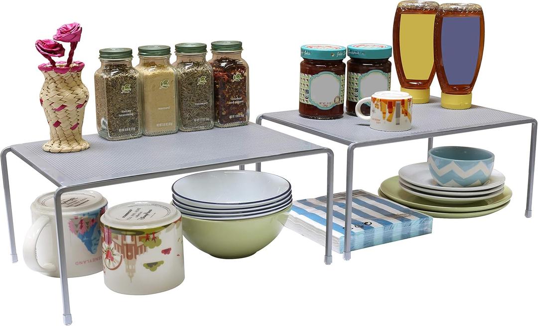 Deco Brothers Expandable Cabinet Shelf Organizer for Kitchen Cabinet and Counter, Grey