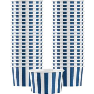 Coppetta 3-Ounce Dessert Cups, 200 Disposable Ice Cream Cups - Lids Sold Separately, Sturdy, Blue And White Paper FroYo Bowls, Striped, For Hot And Cold Foods