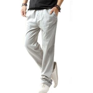 SIR7 Men's Linen Casual Lightweight Drawstrintg Elastic Waist Summer Beach Pants (XXXL)