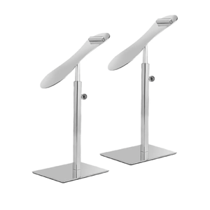 Shoe Display Stand Silver, Risers Stand Countertop Adjustable Shoe Rack Retail Supplies Stainless Steel Shoe Display, 2 Sets of Shoe Rack