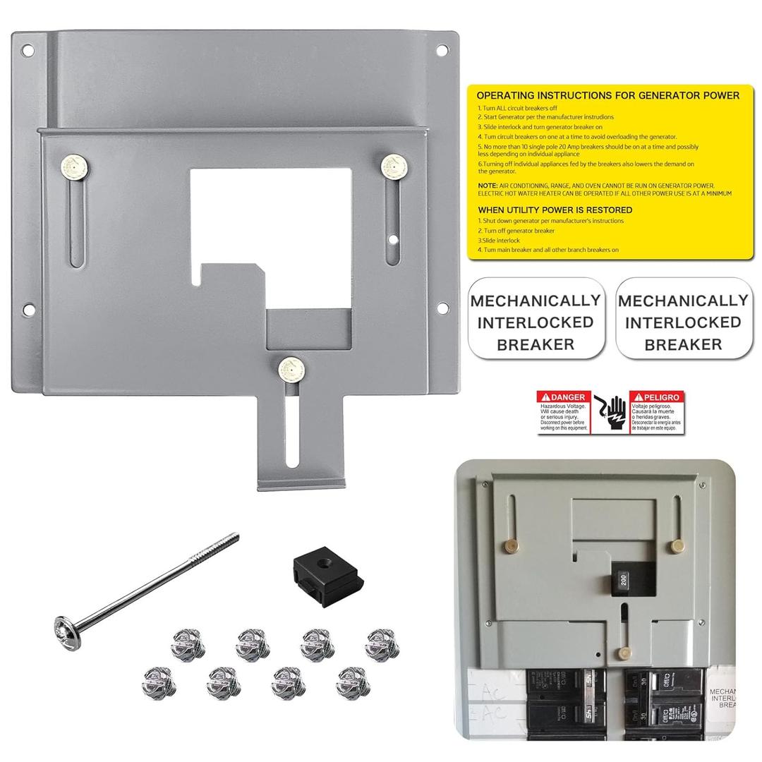 Mechanical Interlock Kit, Generator Interlock Kit for 150 or 200 amp Breaker, Between Type BW/CSR Main Breakers and Type BR Branch Breakers