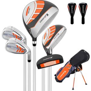 6 Pieces Kids Golf Club Set, Junior Golf Club Set Ages 4-12 Includes Stand Bag, 1# Drive, 5# Hybrid, 6/7#, 9/P# Irons and Putter, Right Hand for Boys Girls,Orange,6-10 Ages
