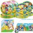 For Cartoon Party Tableware, 20 Plates and 20 Napkins and Tablecloth 71'' x 42'' Cartoon Party Birthday Party Decorate Supplies