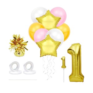 Sparkle and Bash Pink & Gold Girl 1st Birthday Party Decorations, Balloons, Cake Topper and Tassels for Party Decoration