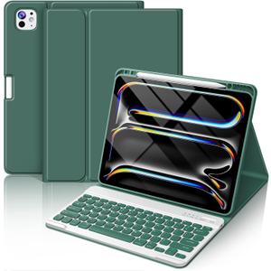 FUWANG Keyboard Case for iPad Pro 13 inch (M5/M4) 2025/2024, Magnetic Detachable Colorful Keys for iPad Pro 13 inch Case with Keyboard, Folio Case for iPad pro 13'' M5/M4 with Pencil Holder - Green