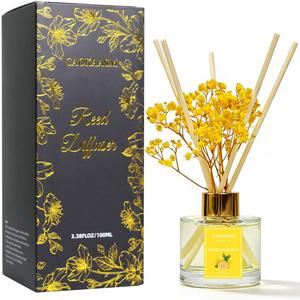 Reed Diffuser Set-Lemon Verbena Scent Fragrance Oil Diffuser with 6 Reed Sticks | Home & Bedroom Bathroom Decor,3.38 fl oz (100ml) (Lemon Verbena)
