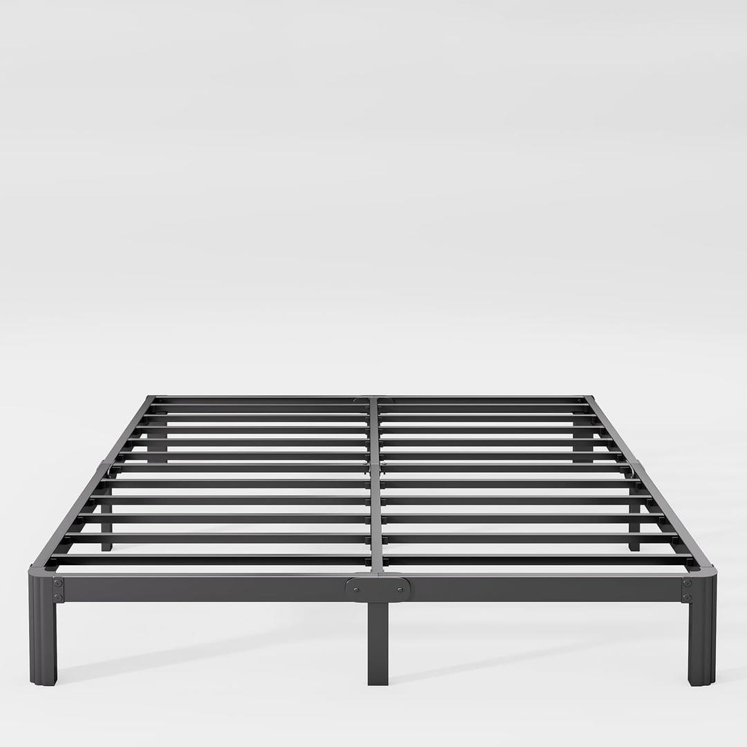 10in High King Bed Frame No Box Spring Needed, Heavy Duty King Platform Bed Frame with Round Corners, Easy Assembly, Noise Free, Black