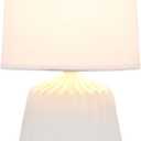 Simple Designs LT1120-OFF Petite Mini Pleated English Ceramic Base Table Lamp, Off White
