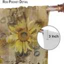 Sunflower Curtains, Country Style Sunflower Wood Window Decor for Living Room Bedroom Yellow Floral Farmhouse Country Curtains 2 Piece Set, 42x45 Inch