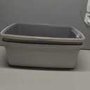 Amazon Basics Large Cat Litter Box with High Sides, Open Top for Easy Access, Includes Scoop with Storage, 19" x 15" x 11.75", Grey/Beige