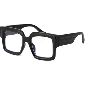 Onrtry Oversized Square Blue Light Glasses for Women Men Chunky Big Frame Computer Eye Glasses Non-Prescription Eyewear