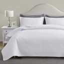 Maple&Stone White Quilt Set Queen Size, Lightweight Bedspread Ultrasonic Chevron Pattern Light Coverlet for All Season Comforter Bedding Decor - 3 Piece Full Bed Cover Sets (Full/Queen (90'' x 96'')),White 