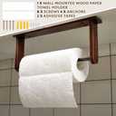 Colingmill Wall Mounted Wood Paper Towel Holder Wooden Roll Hanging Organizer Adhesive No Drill Under Cabinet Wood Paper Towel Holder Kitchen Towels Dispenser Rack