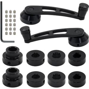 Window Crank Handle Window Winder Crank Riser Handle Replacement Billet Aluminum, Axis Size: 0.4" Round or 0.4" Square or 0.4" Round with 16 Splines (Black)