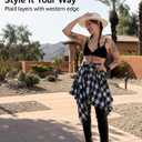Women's Plaid Skirts High Waisted Knot Front Asymmetrical Hem Mini Skater Skirt (Black, XXL)