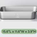 Stainless Steel Cat Litter Box, Metal Kitty Litter Box for Small Cats, Non-Stick, Easy to Clean, Odor-Free, 15.6"×11.6"×3.9", Low Entry for Kittens, Rabbits & Small Breeds